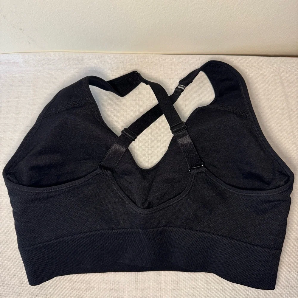 Puma Black V-Neck Sports Bra with Wide Straps 0044 - Picture 9 of 13